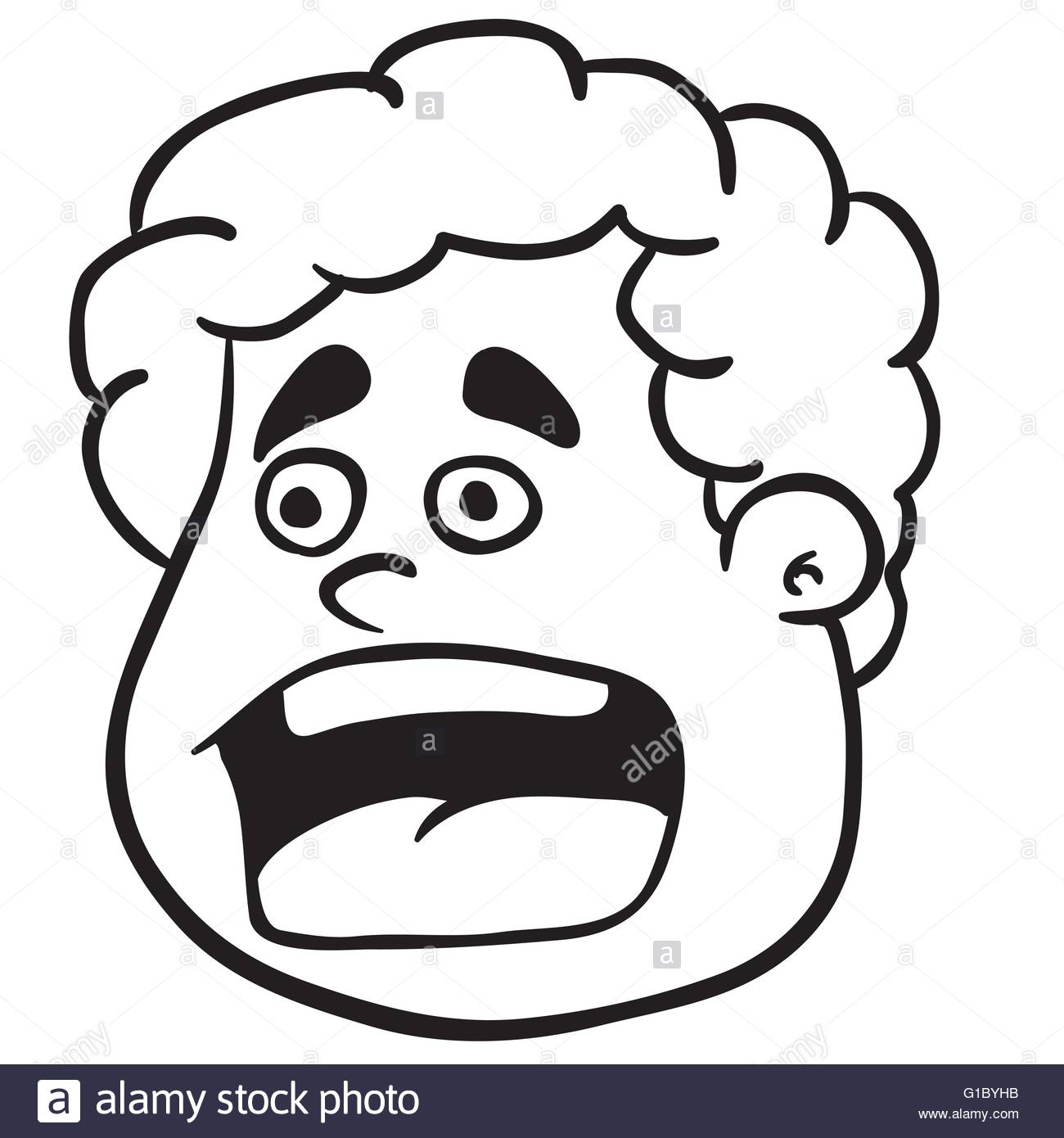 1300x1390 Simple Black And White Fat Boy Scream Cartoon Stock Vector Art
