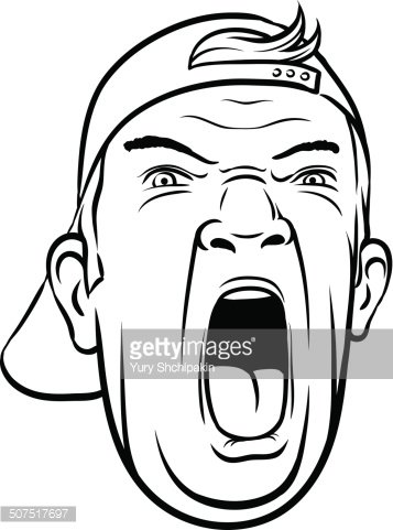 357x481 Whiteboard Drawing Screaming Man Face Premium Clipart