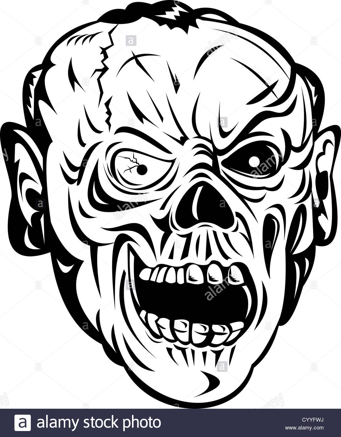 1085x1390 Illustration Of A Skull Face Head Monster Stock Photo, Royalty