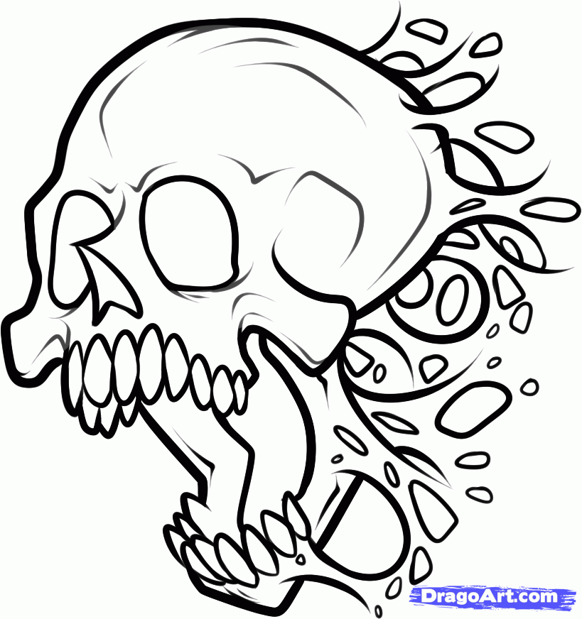 819x872 How To Draw A Skull Tattoo, Skull Tattoo Step 7 How To Draw
