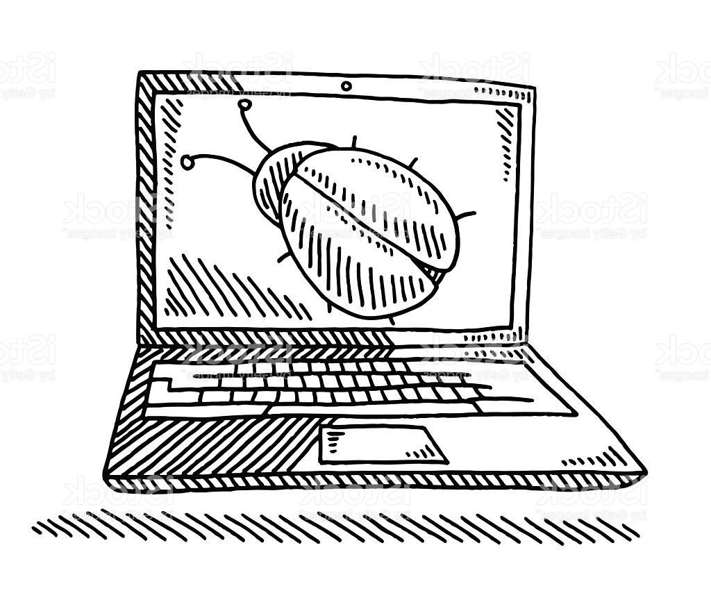 1024x877 Best Puter Bug On Laptop Screen Drawing Vector File Free