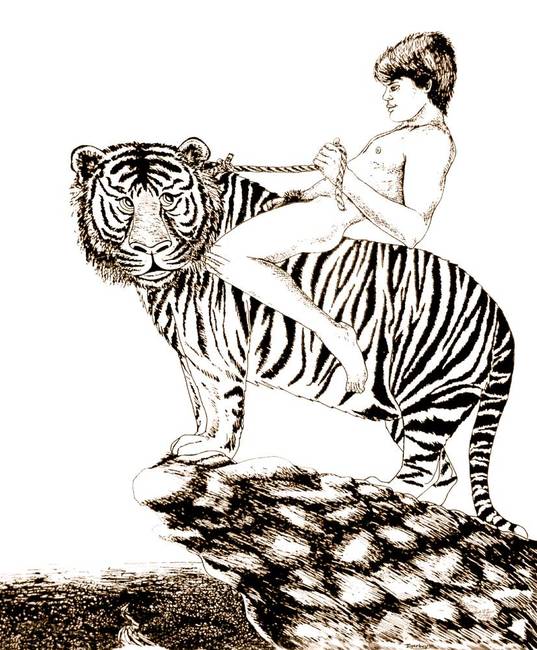 537x650 One In Spirit By Lewis Evans Silk Screen Printing, Ink Drawings