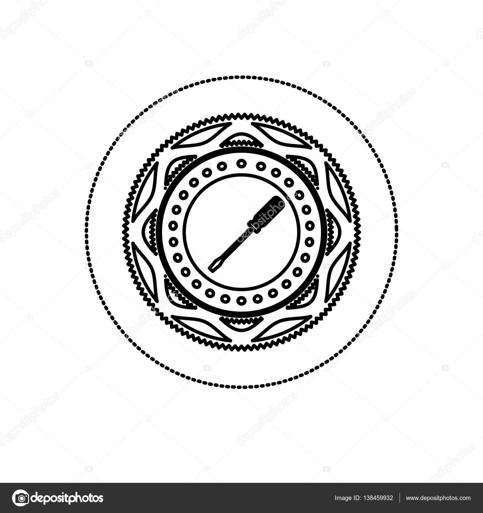 1600x1700 Monochrome Silhouette Sticker With Screwdriver Between Circular