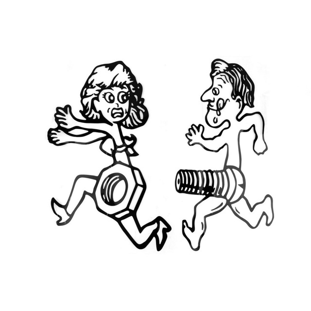 640x640 Funny Design Men Chase Women Nutsolts Car Sticker Carmotorcycle
