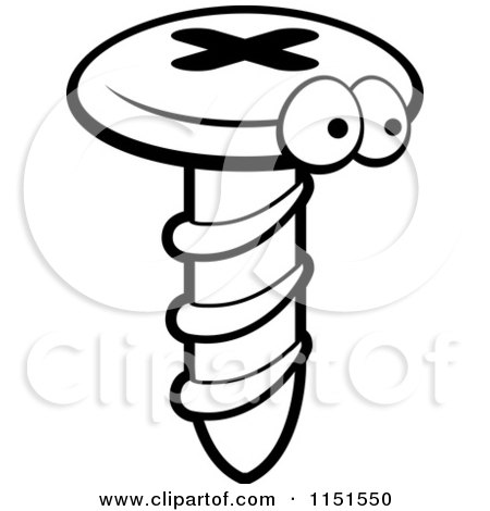 450x470 Cartoon Clipart Of A Black And White Screw Character
