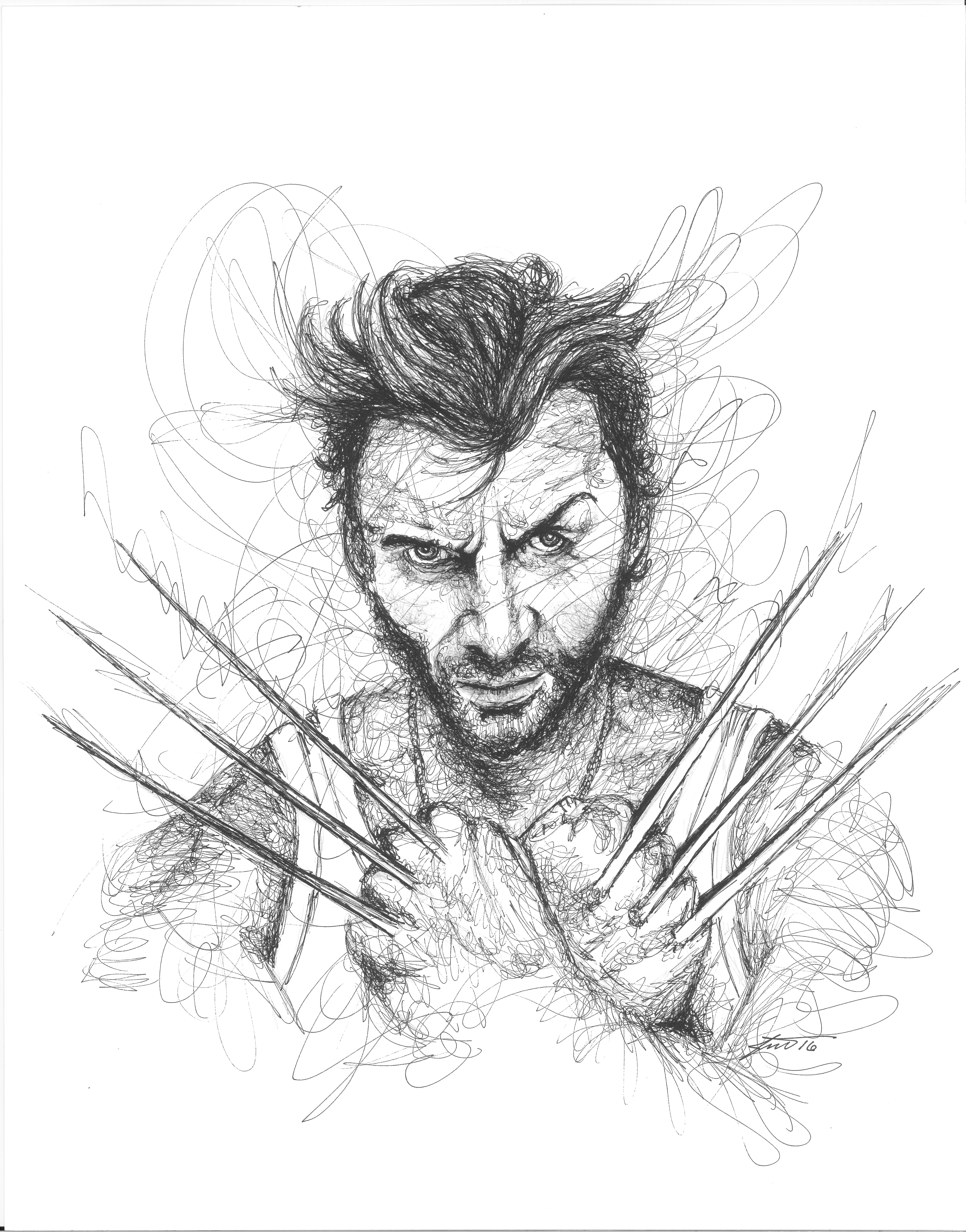 6590x8408 Wolverine Scribble Art By Jacquelyntrowell