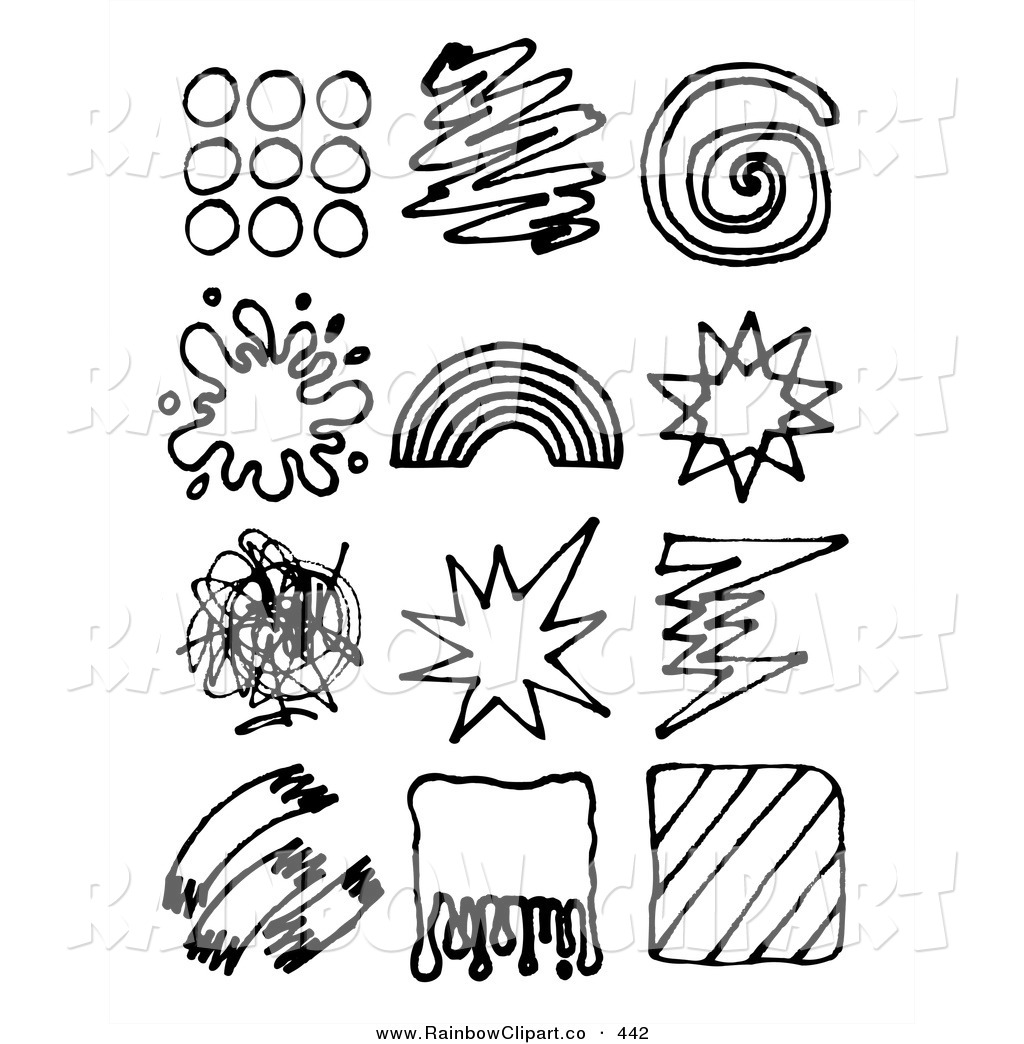 1024x1044 Vector Clip Art Of A Digital Set Of Black And White Scribbles