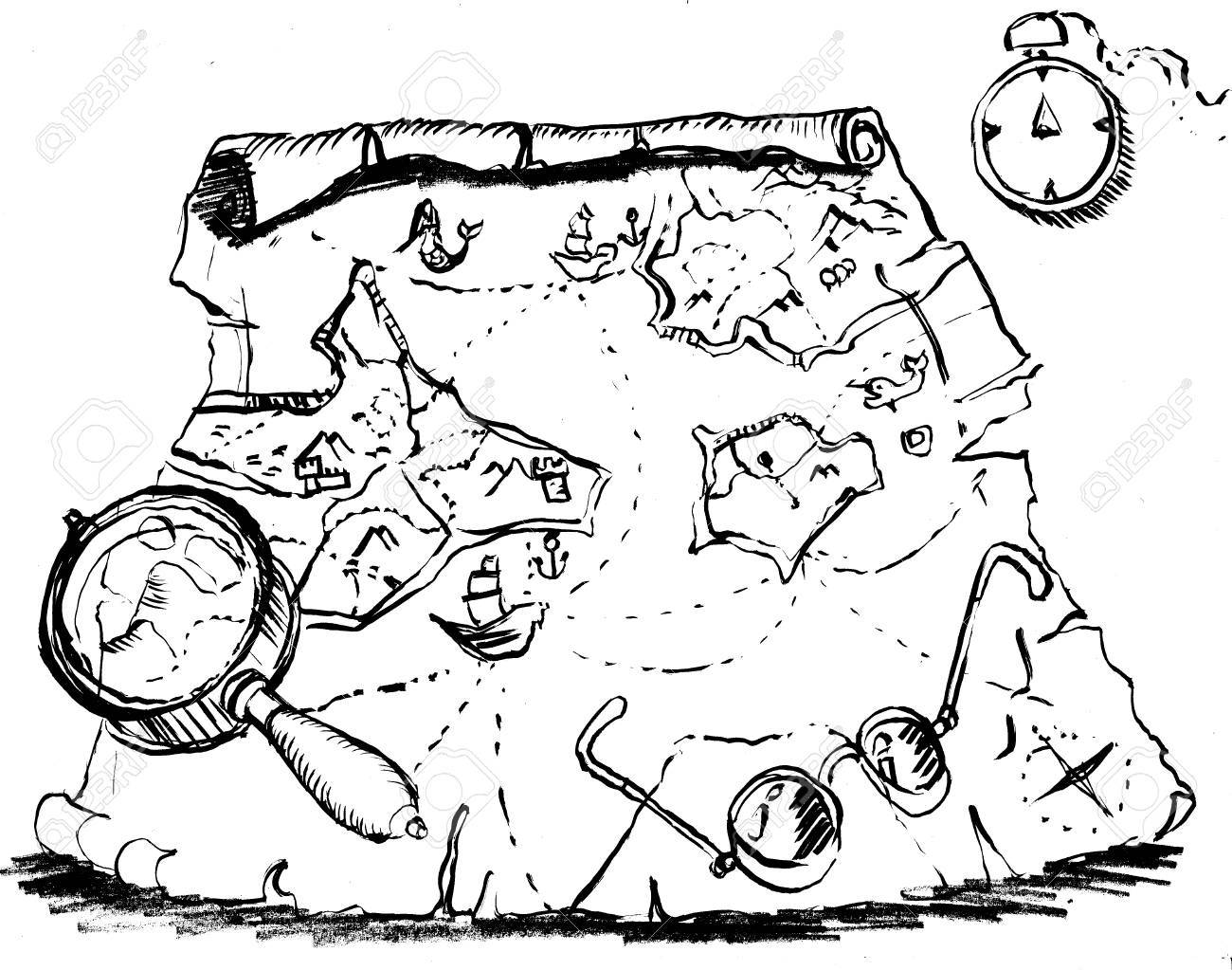 1300x1023 Old Map, Scroll, Fantasy Games, Drawing Stock Photo, Picture