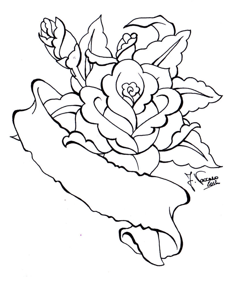 818x977 Rose Scroll Lineart By Kauniitaunia