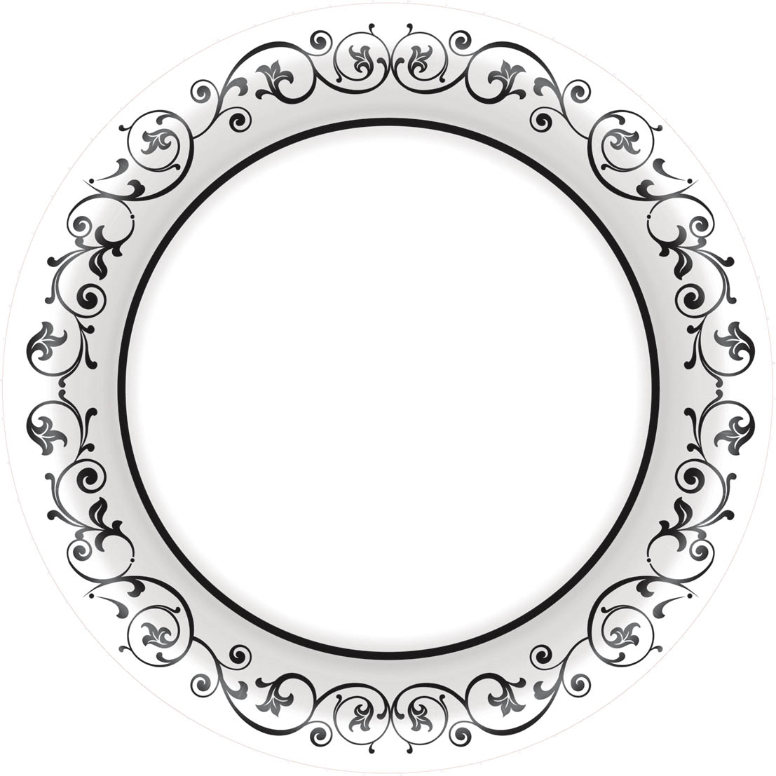 1107x1107 Fancy Scroll Black Paper Lunch Plates 8.5in (40ct) Parties 2 Order