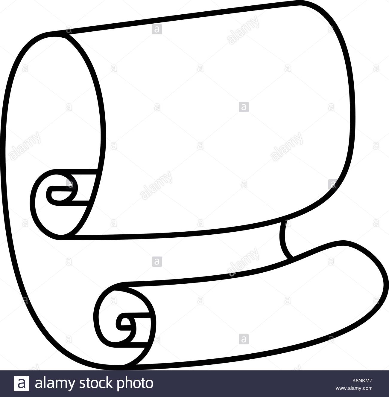 1300x1328 Paper Scroll Silhouette Vector Isolated On White Background. Empty