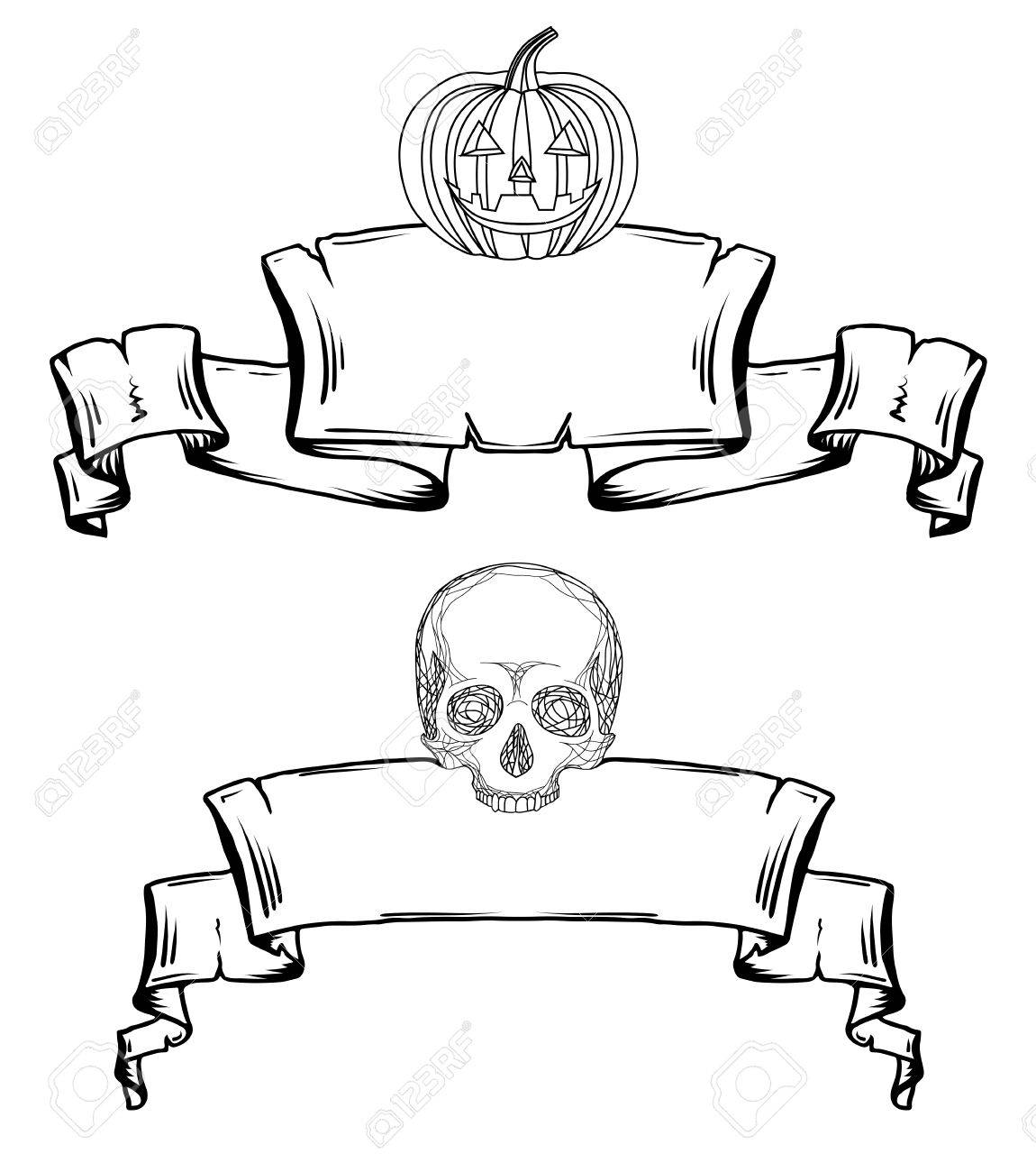 1150x1300 Set Contour Of Old Scrolls With Lamp Jack And The Skull