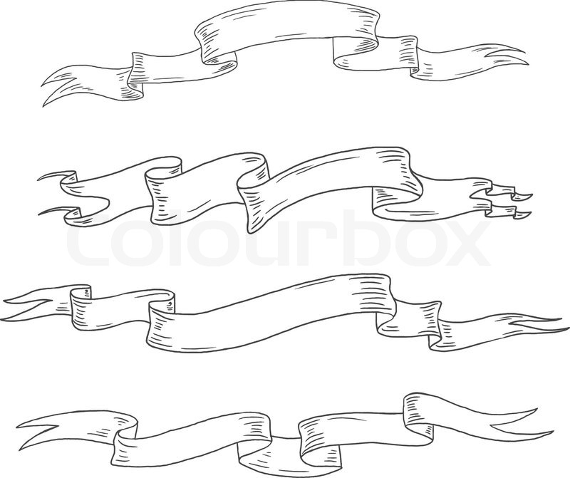 800x671 Vector Hand Drawn Vintage Scrolls. Set 2 Stock Vector Colourbox