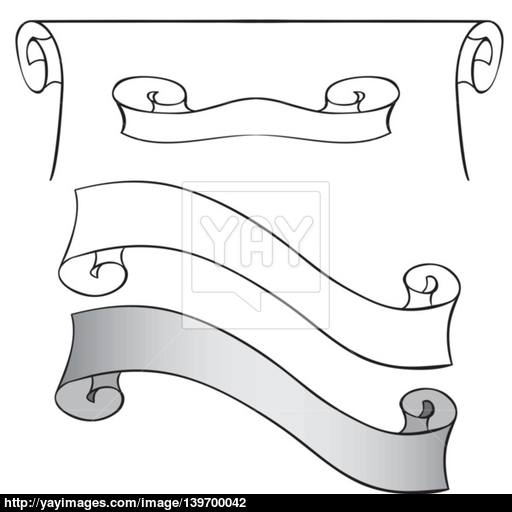 512x512 Set Of Scrolls And Ribbons. Hand Drawing Vector