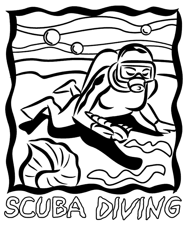 641x815 Scuba Diving Coloring Page
