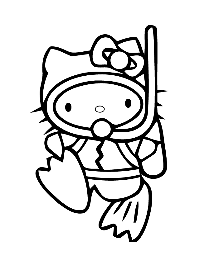 670x867 Scuba Diving Hello Kitty Coloring Page H Amp M Coloring Pages