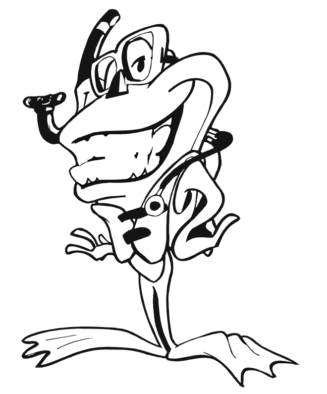 660x795 Frog Coloring Page Frog Wearing Scuba Gear