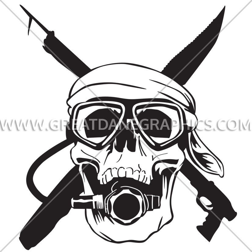 825x825 Scuba Skull Production Ready Artwork For T Shirt Printing