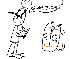 300x250 Scuba Diver Testing His Oxygen Tank Before Dive (Drawing By Andria)