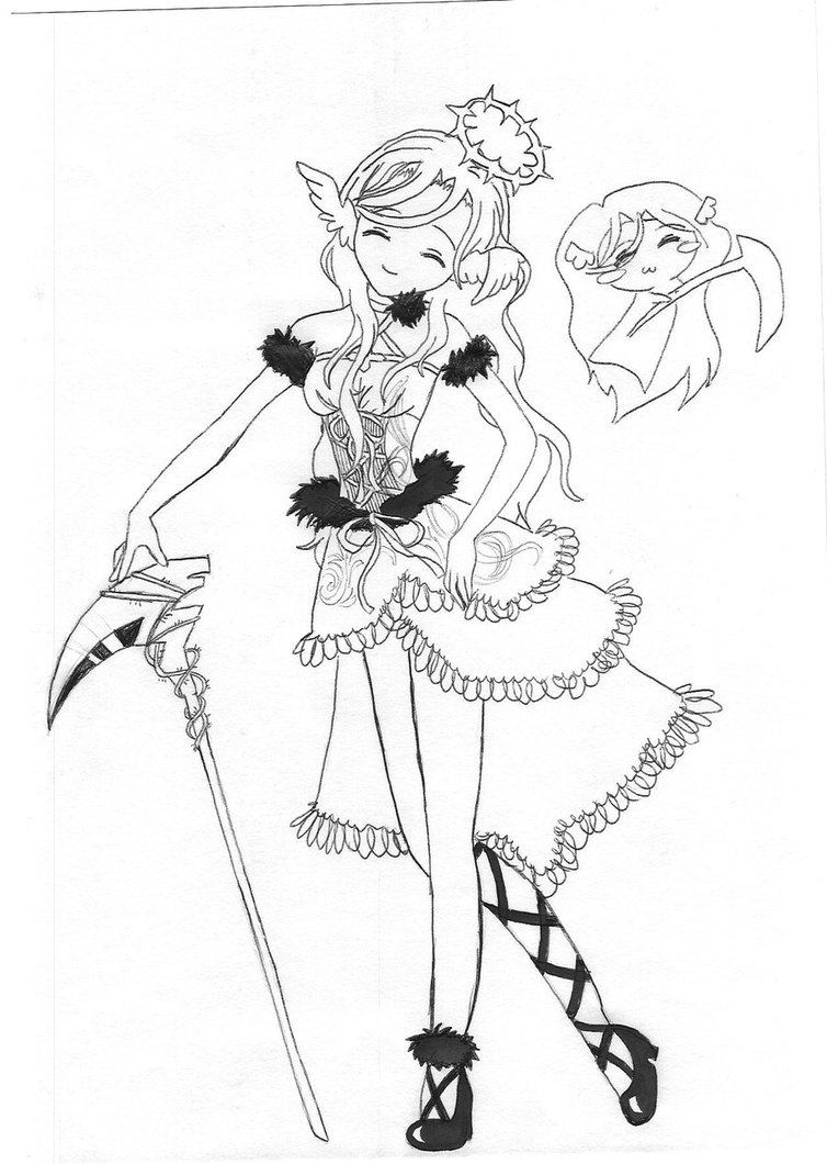 754x1060 Anime Girl With Scythe By Starthewisher