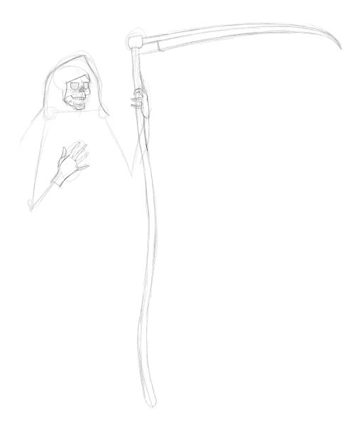 500x610 Grim Reaper Drawings. A Gothic Ink Drawing Step By Step.