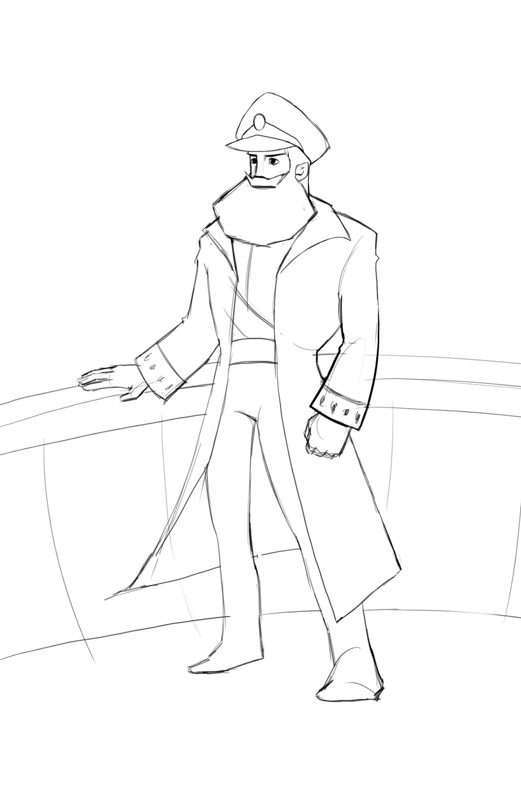1052x1600 Drawing For Animation Sea Captain