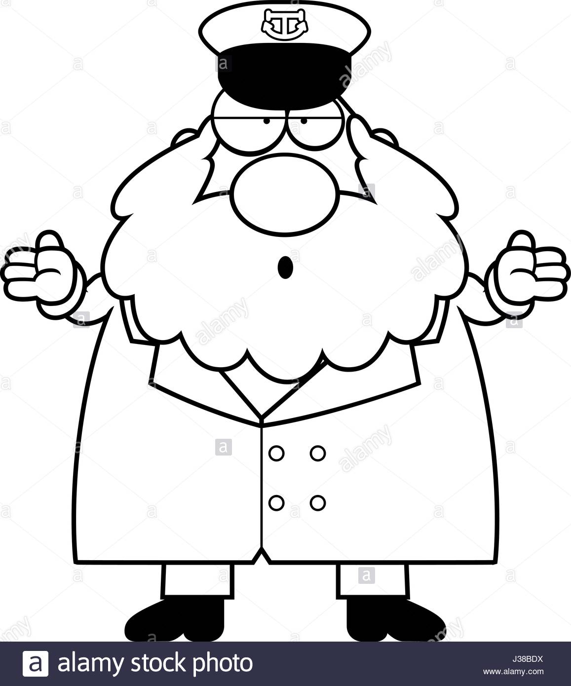 1157x1390 A Cartoon Illustration Of A Sea Captain Looking Confused Stock