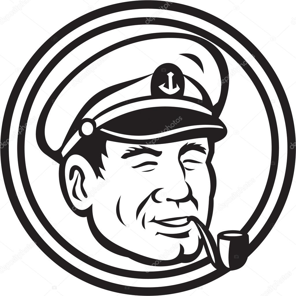 1024x1024 Sea Captain Pipe Smoke Circle Black And White Stock Vector