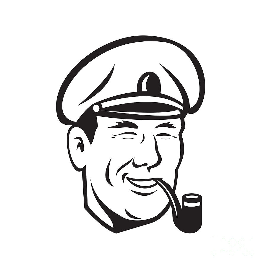 900x900 Sea Captain Smiling Smoke Pipe Retro Digital Art By Aloysius