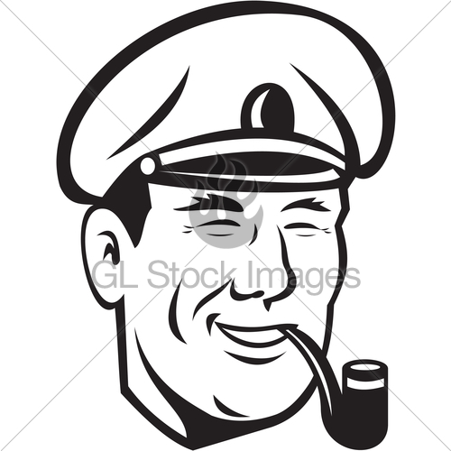 500x500 Sea Captain Smiling Smoke Pipe Retro Gl Stock Images