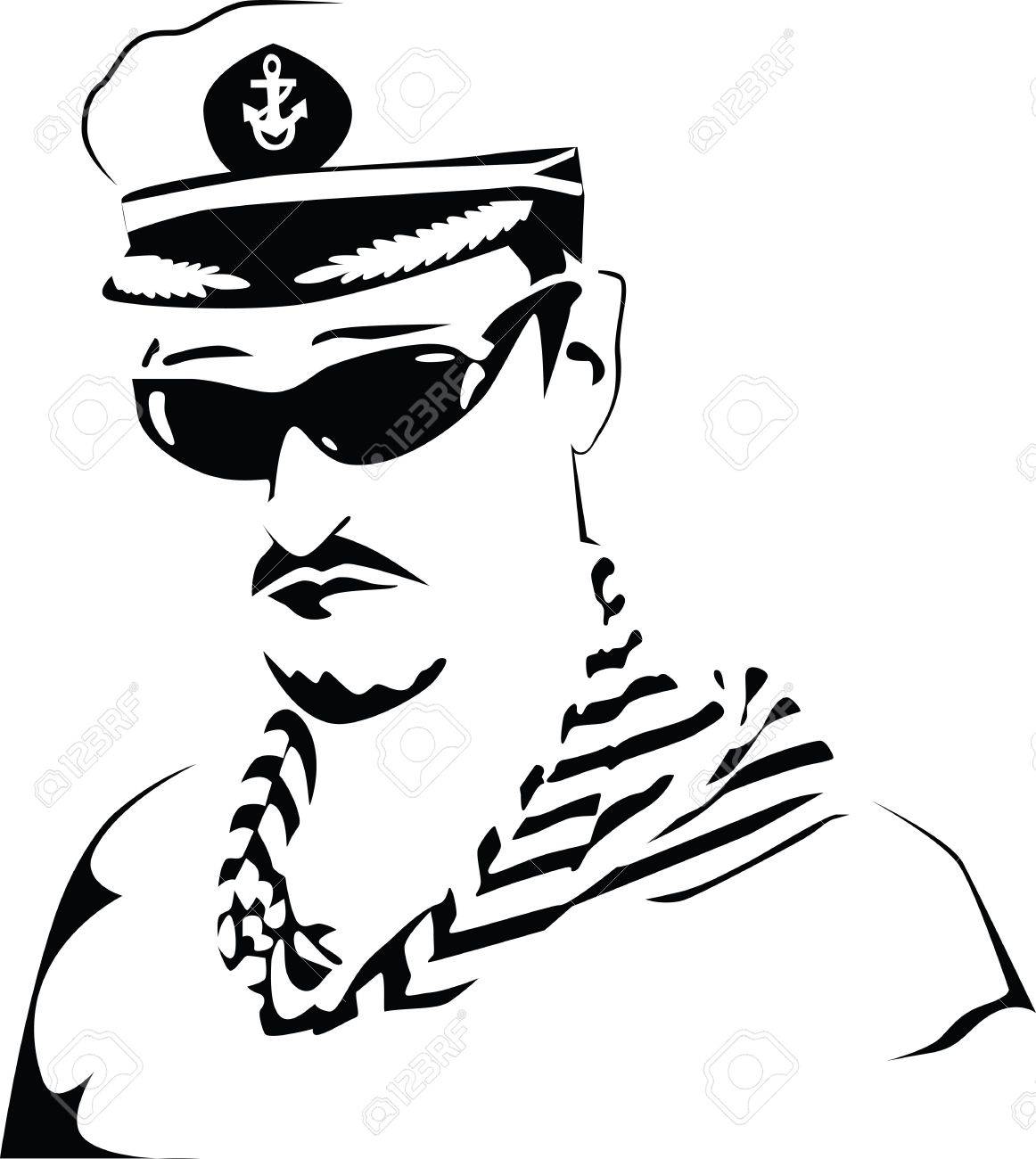 1162x1300 Sea Captain. Black White. Royalty Free Cliparts, Vectors,
