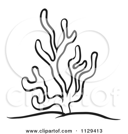 450x470 Cartoon Of Outlined Ocean Coral
