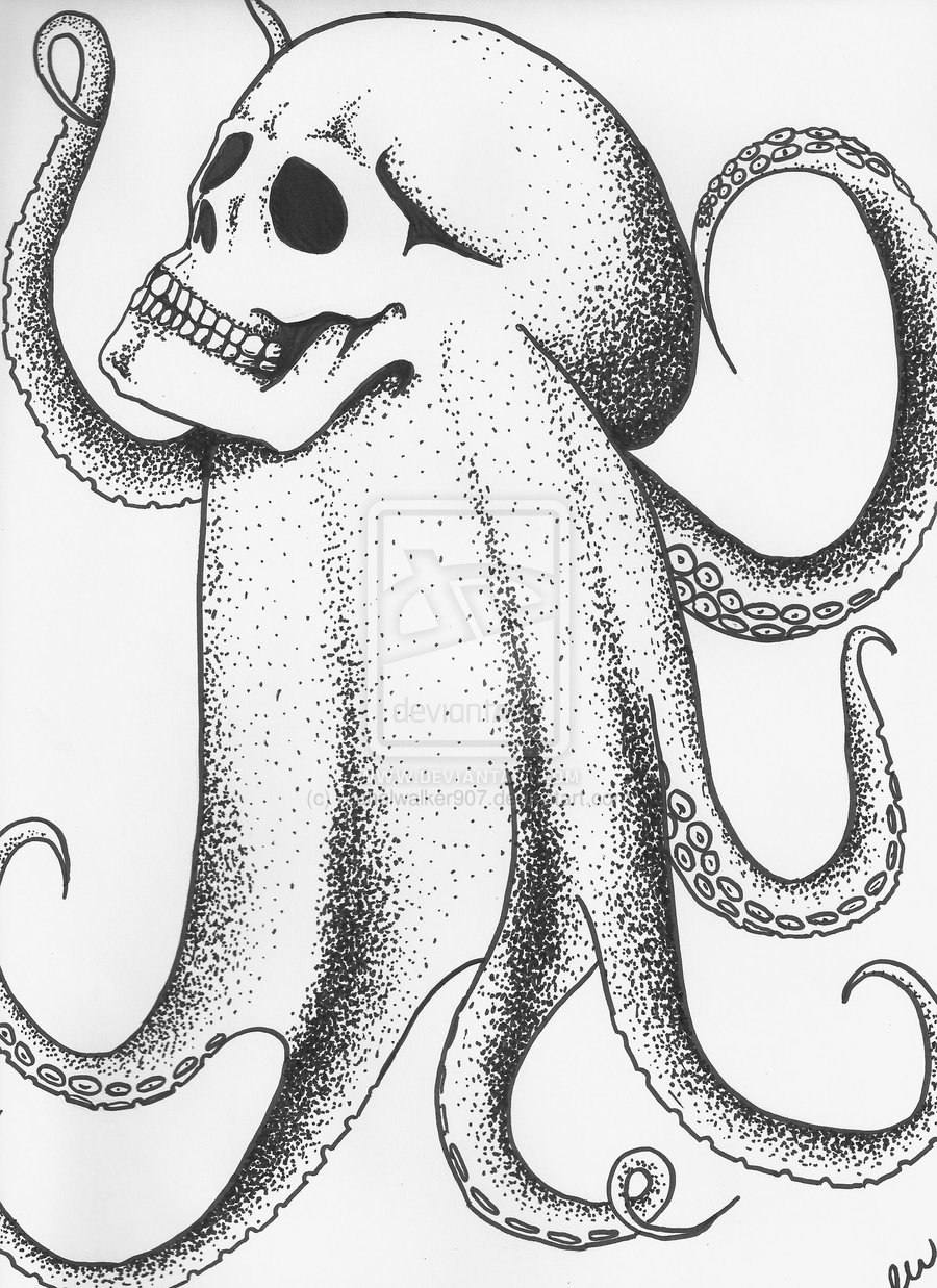 900x1237 Pencil Drawings Of Sea Creatures Octopus Skull Sea Creature Ink