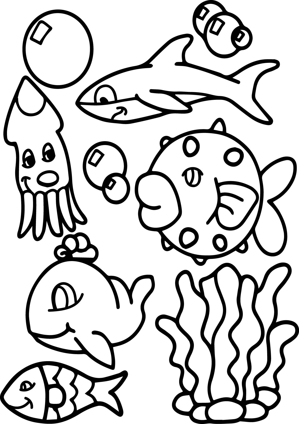 1240x1754 Under The Sea Drawings Under The Sea Creatures Coloring Pages