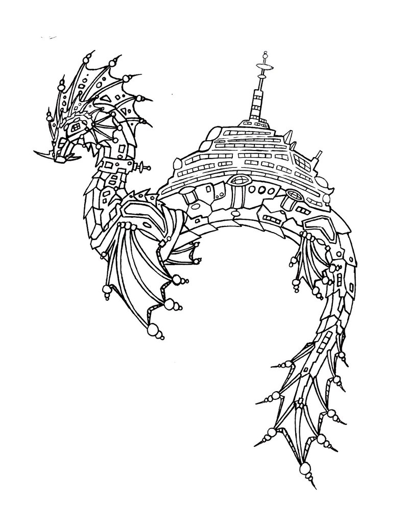 801x998 Mecha Sea Dragon Lineart By Kaiya Ashigawa