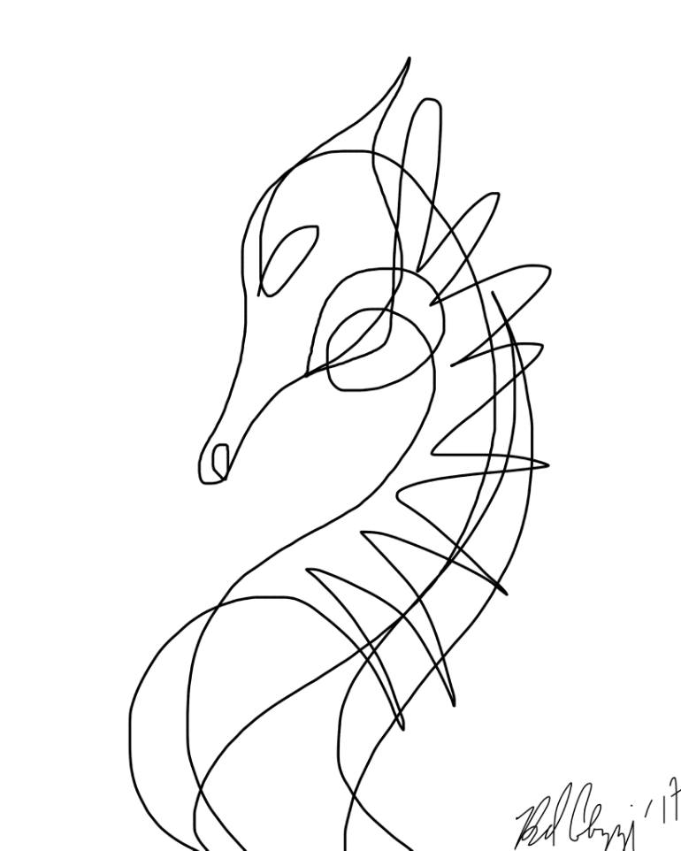 770x962 Saatchi Art One Line Seahorse