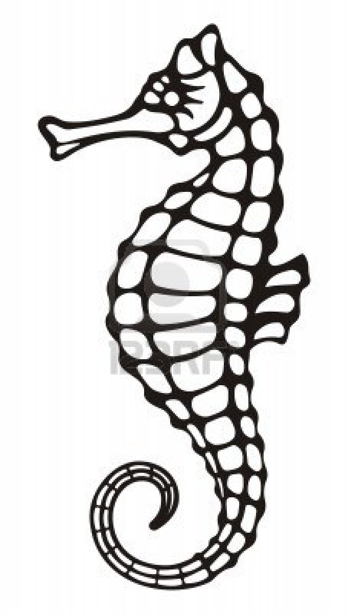 681x1200 7256272 Stylized Black And White Icon Of A Seahorse On White