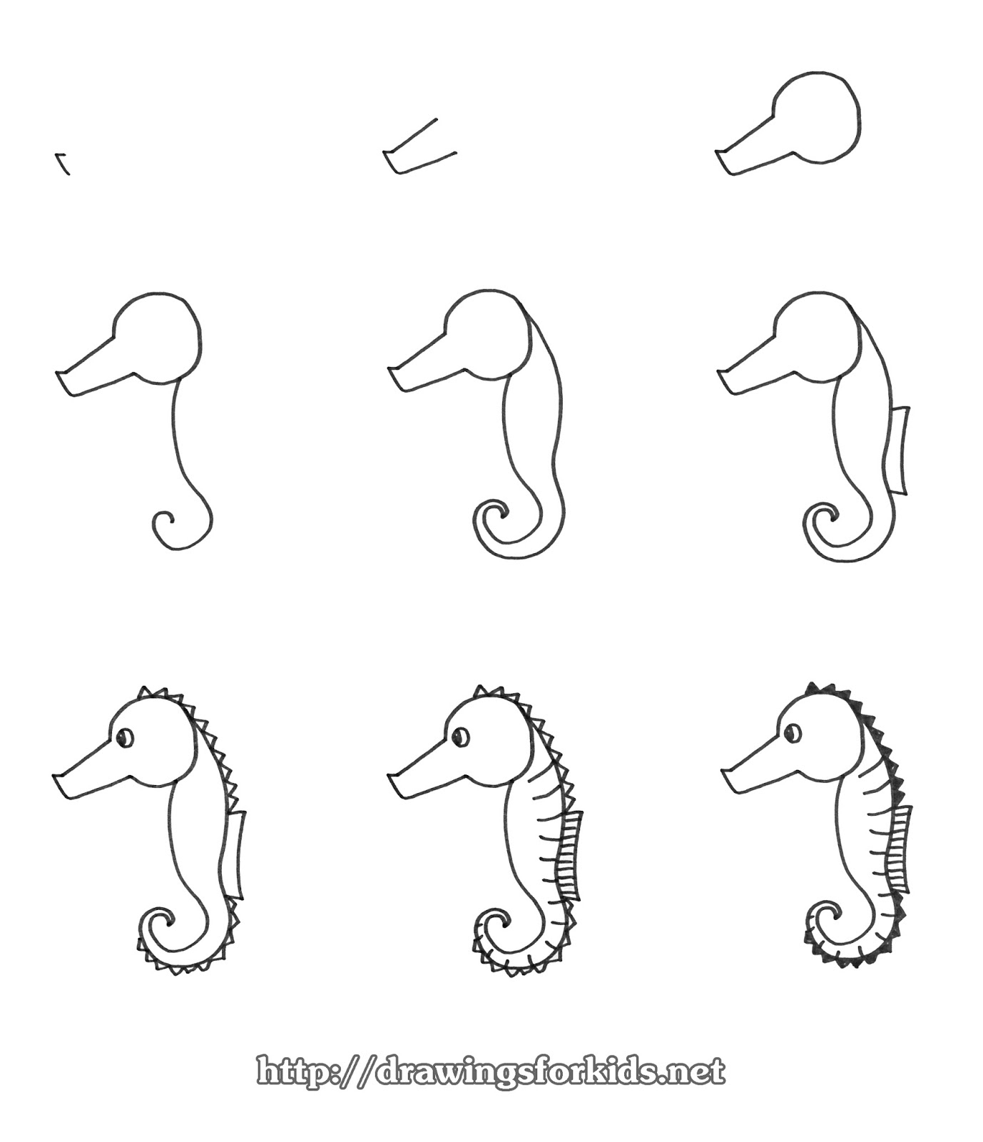 1378x1600 How To Draw A Seahorse Step By Step For Kids