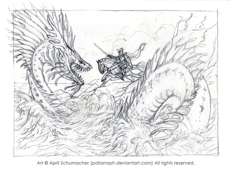 800x622 Bretonnian Commission Sketch Sea Serpent By Pallanoph