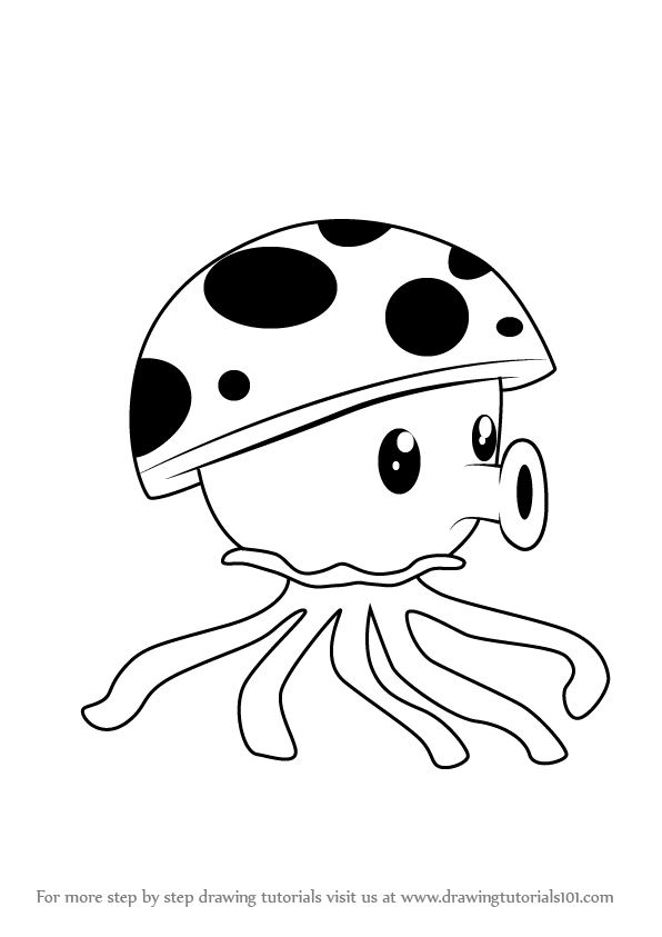 596x843 Step By Step How To Draw Sea Shroom From Plants Vs. Zombies