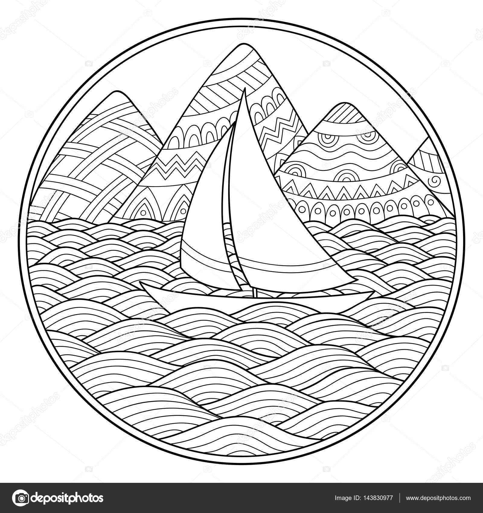 1600x1700 Doodle Pattern In Black And White. Landscape Pattern For Coloring