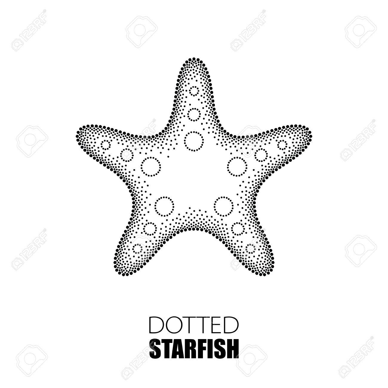1300x1300 Vector Illustration Of Dotted Starfish Or Sea Star In Black