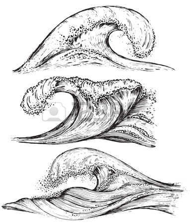 383x450 Seamless Pattern With Hand Drawn Sea Waves Royalty Free Cliparts