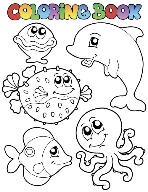500x650 Coloring Picture Sea World Vector Template 12