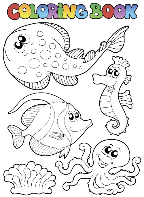 500x685 Coloring Picture Sea World Vector Template 13