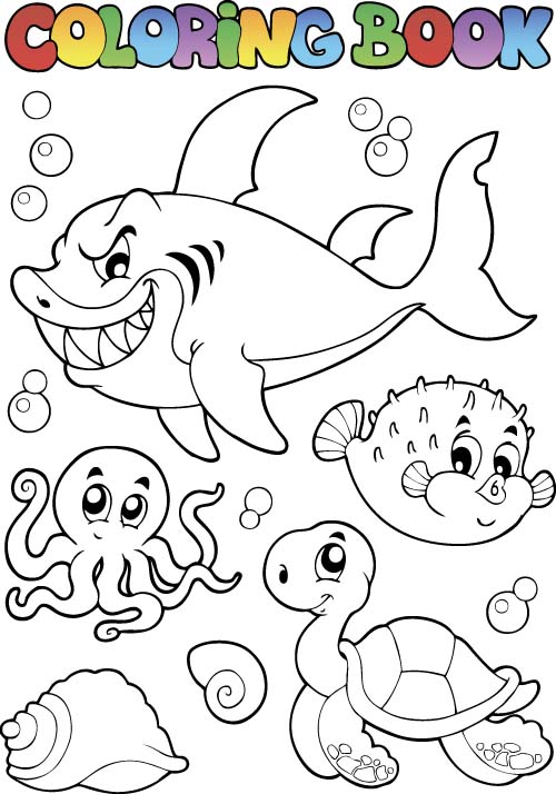 500x714 Coloring Picture Sea World Vector Template 14