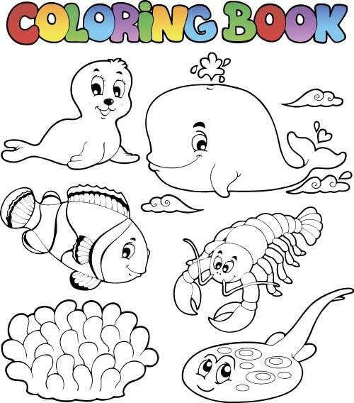 500x568 Coloring Picture Sea World Vector Template Free Vector