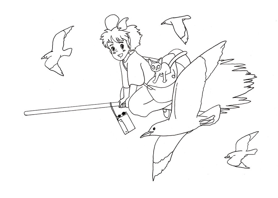 900x641 Kiki In Flight With Seagulls By Favoriteartman