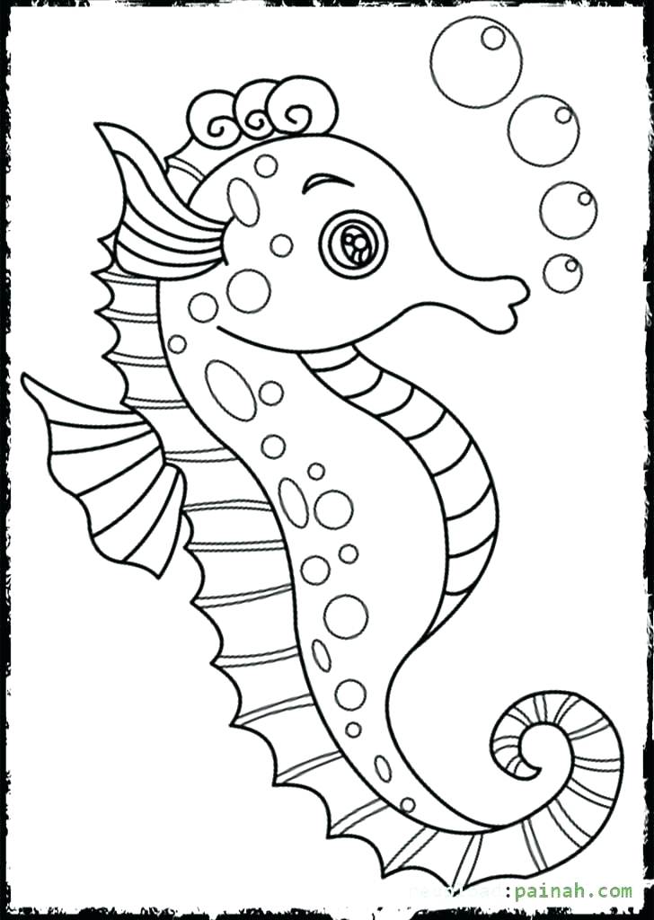 728x1024 Pretty Seahorse Coloring Pages Free Download Also Mermaid Se