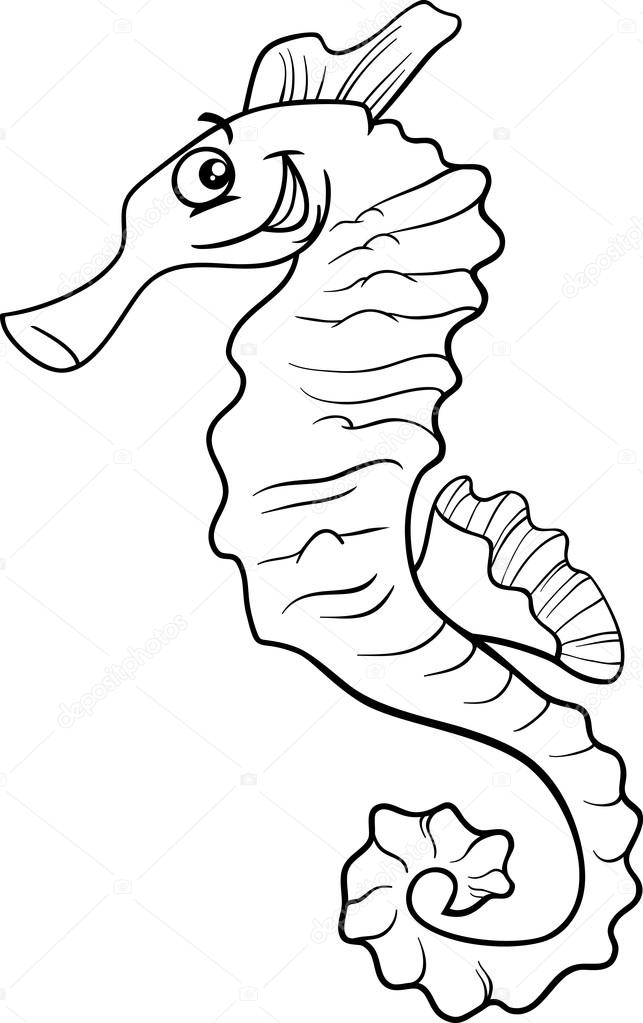 643x1023 Seahorse Cartoon Coloring Page Stock Vector Izakowski